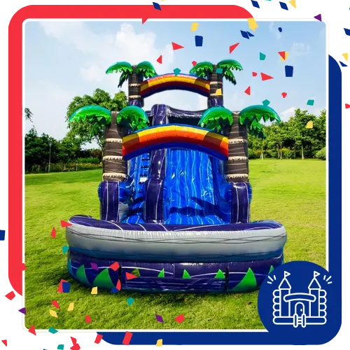 Kids enjoying a water slide at a backyard party in Fort Worth, TX