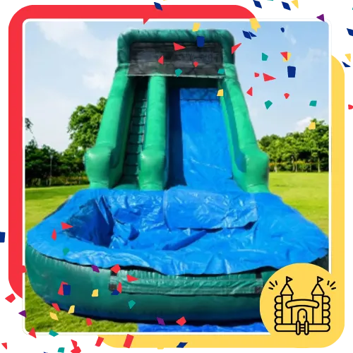 Kids having fun on a splash slide during a family event in Irving, TX