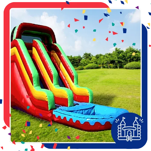 Inflatable water slide rental prepared for a school or church event in Irving, TX