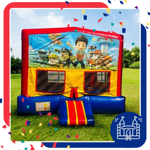 Kids enjoying a bounce house at a backyard party in Fort Worth, TX
