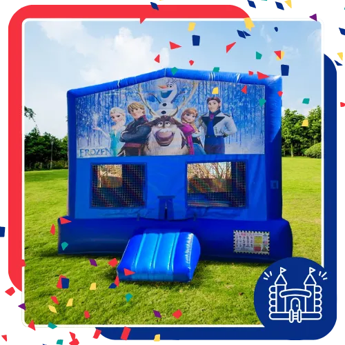 Bounce house set up in a front yard for a party in Irving, TX