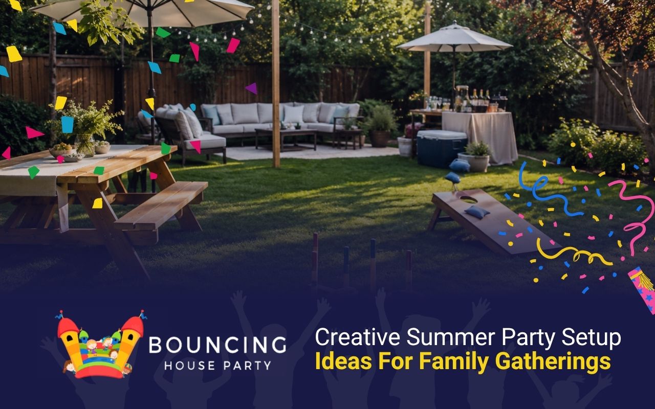 Summer party setup ideas featuring an outdoor drink station