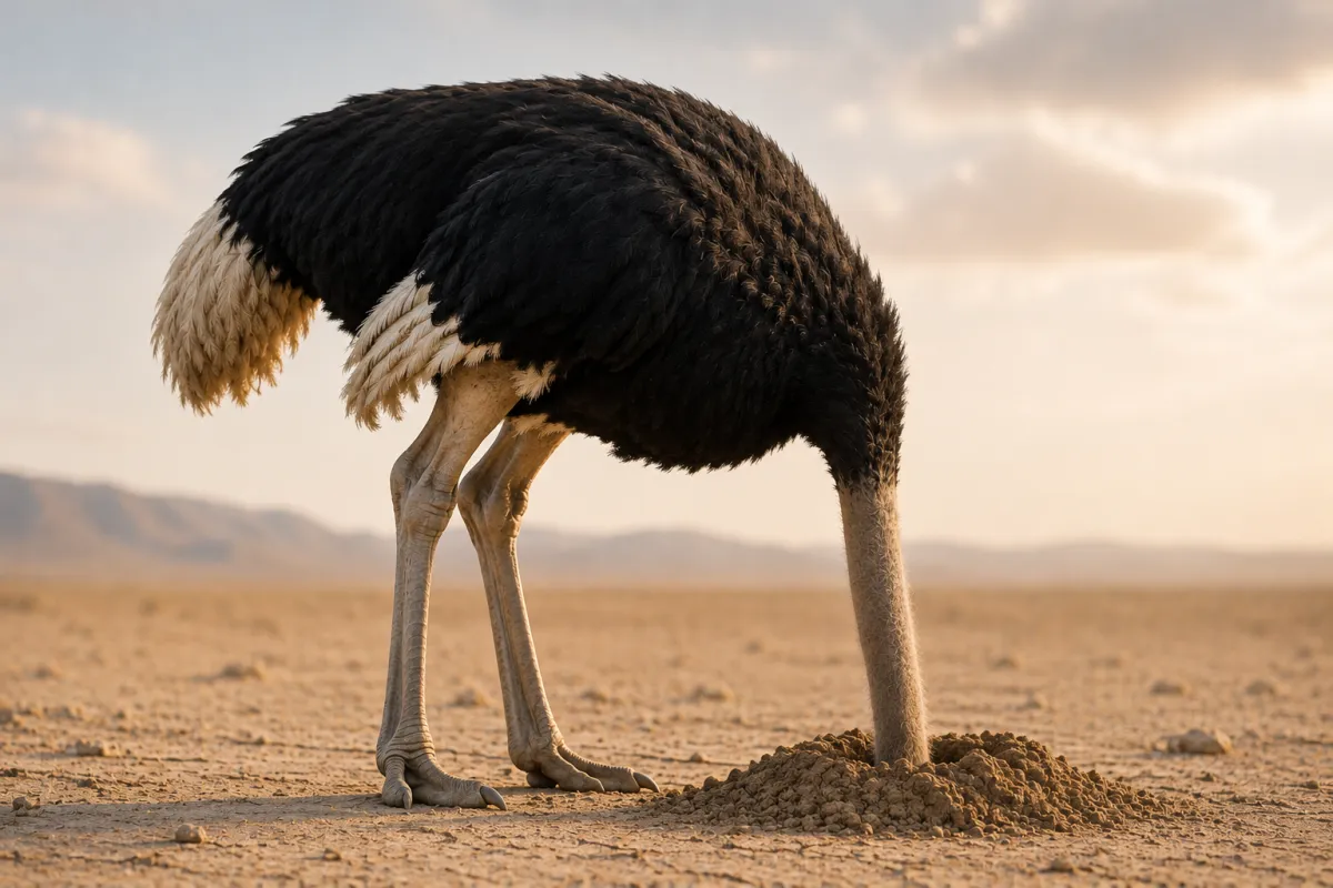 Ostrich with Its Head in the Sand