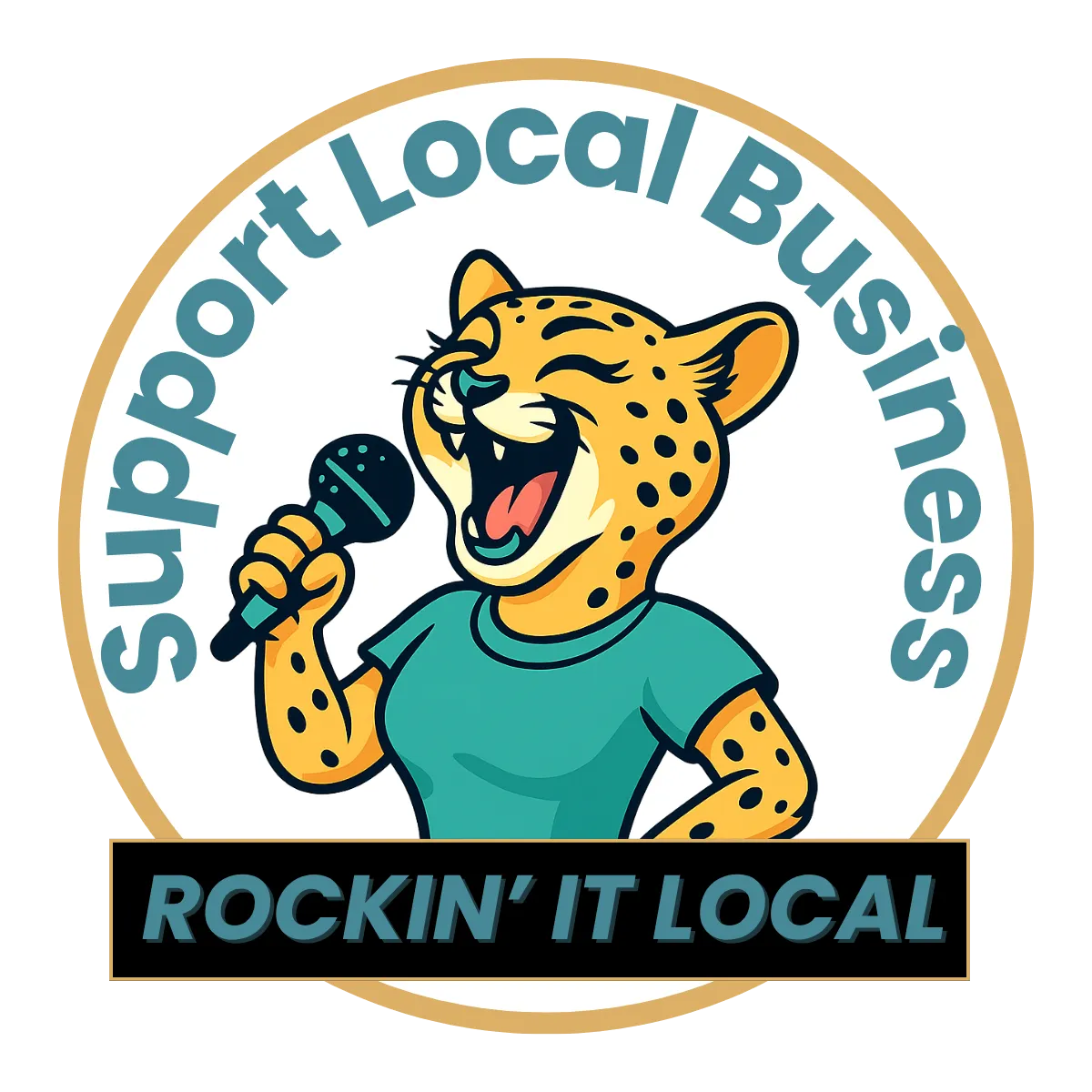 The Support Local Business Rockin' It Local Logo with Roxy