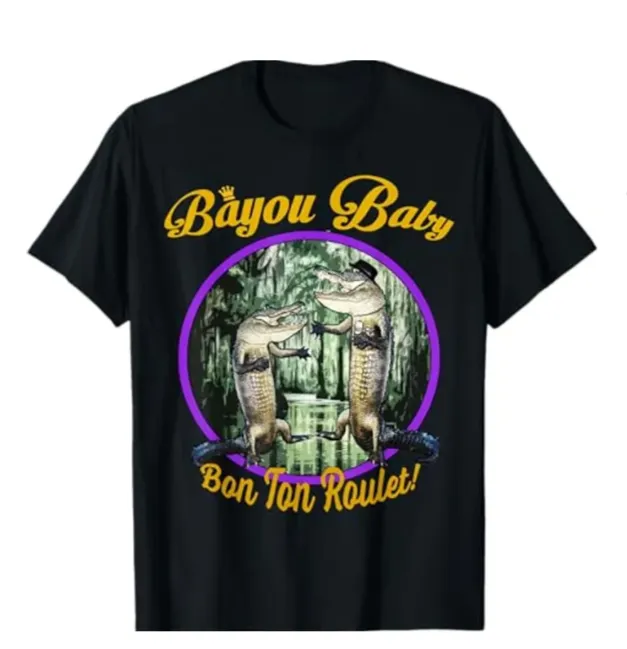 A tee shirt with a bold design being sold on Rockin' It Local