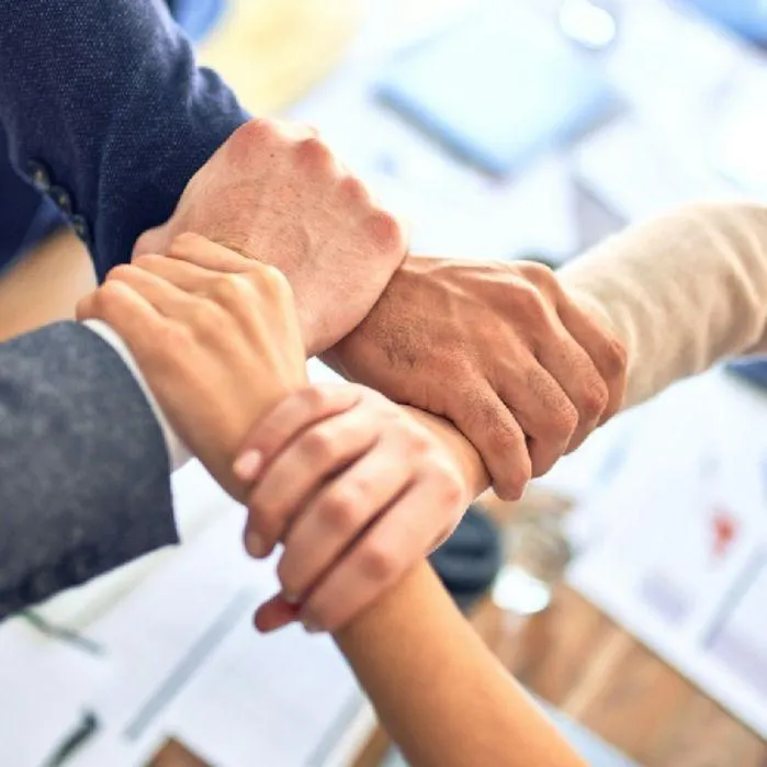 Businesses working together as a team