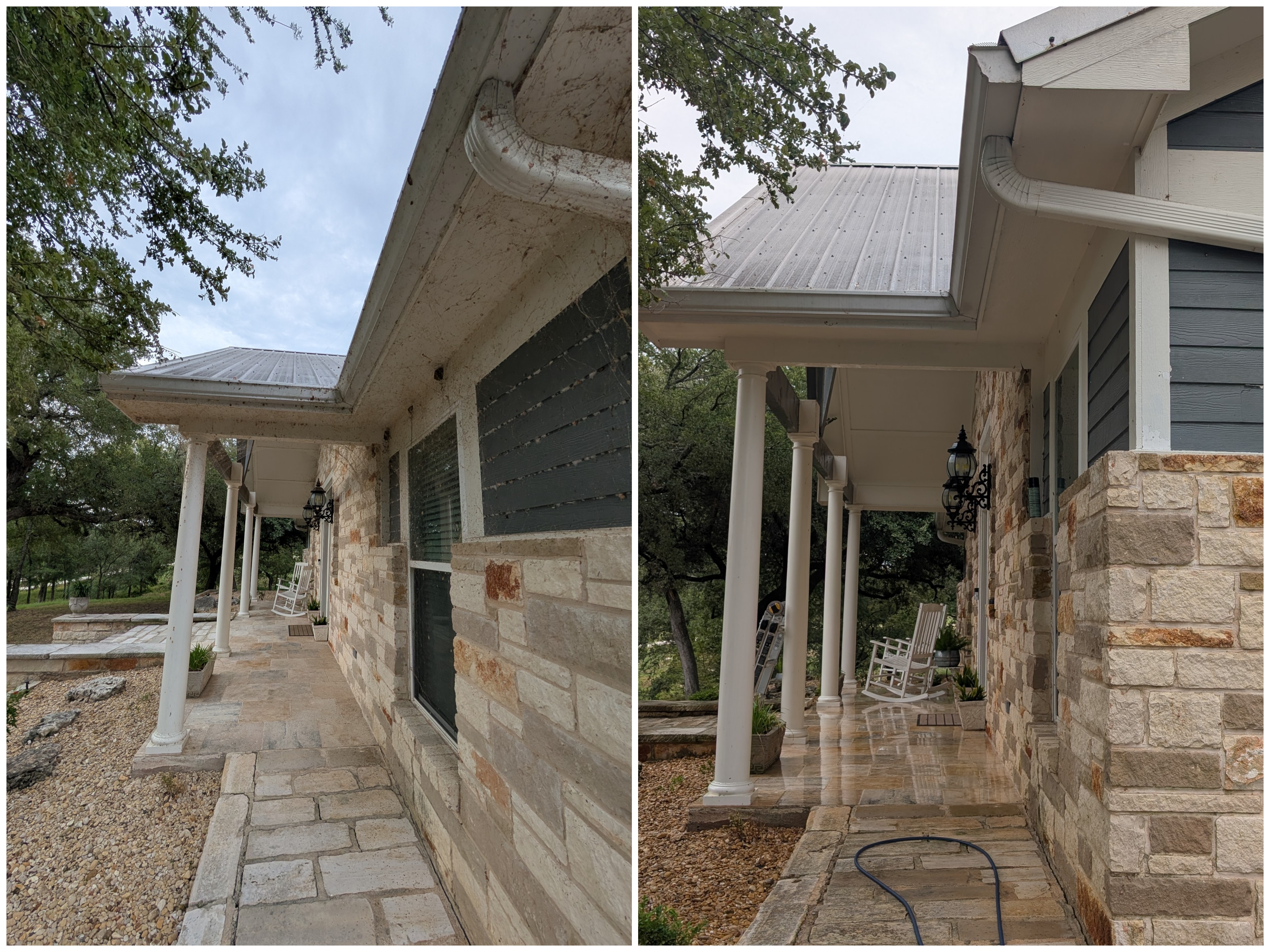 Porch gutters and columns cleaned in Bell County