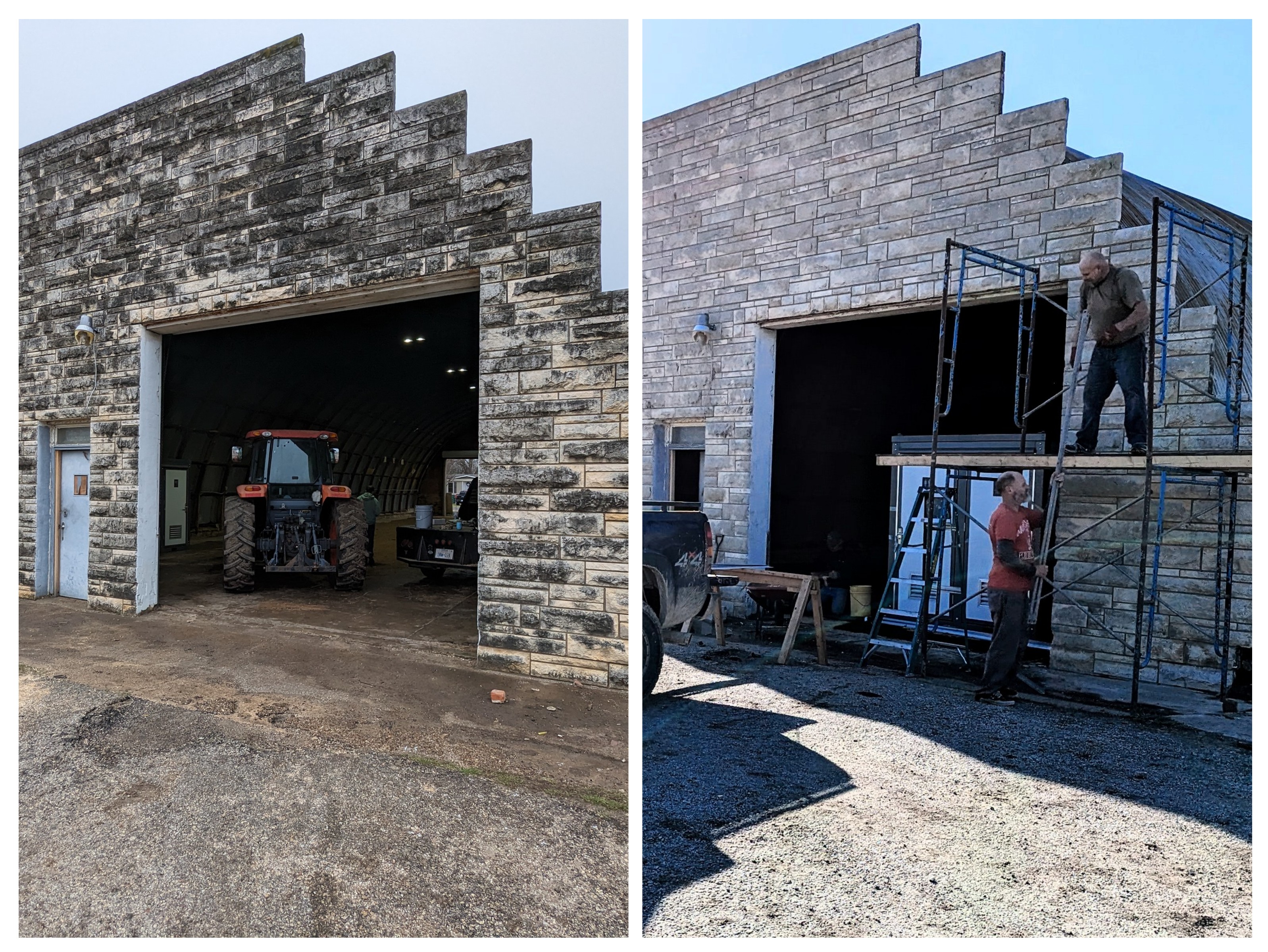 Before and after stone building pressure wash in Bell County