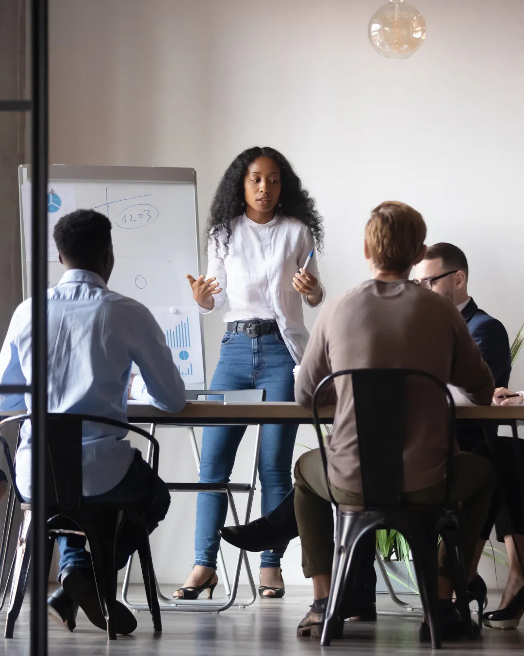 eam meeting with a leader presenting at a whiteboard, representing the Visionary Operator Accelerator where operators learn to think and lead like a COO.