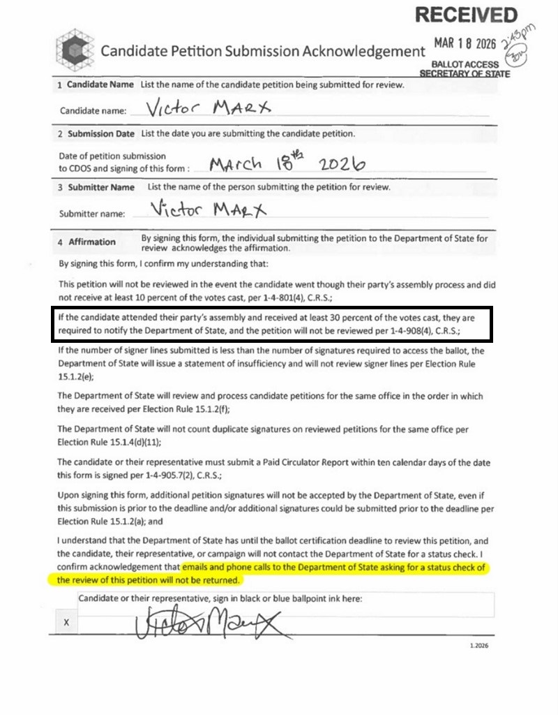Victor Marx Withdrew His Signature Petitions