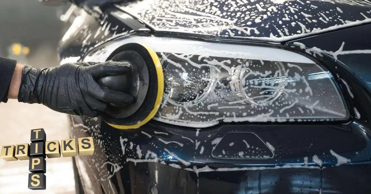 car getting hand washed after getting the headlight's restored to new in city of la habra, Ca. By JayB Custom wash & detail.