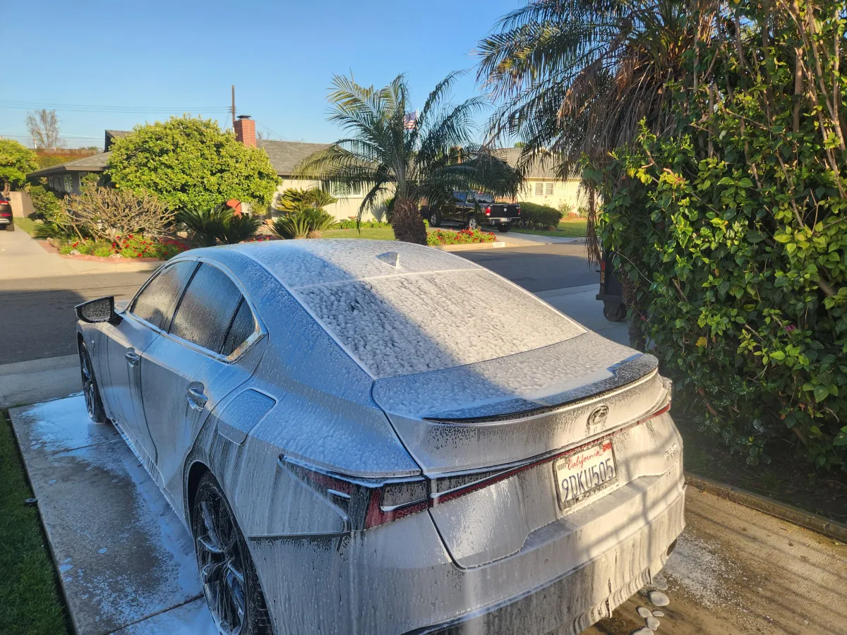 lexus getting a wash, clay bar, and wax to protect the cars paint work done by   JayB custom Detail and Wash in La Habra, CA. srving Los Angeles & Orange County.