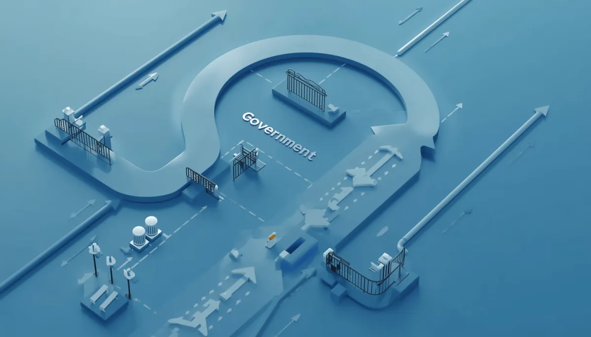 Abstract representation of challenges and barriers in government contracting and procurement environments