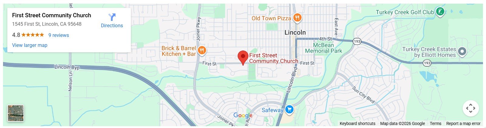 Google directions to First Street Community Church