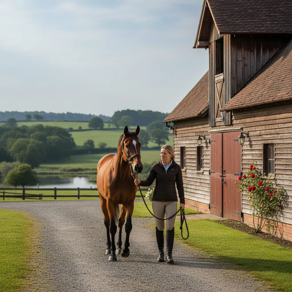 Image of an equestrian business owner training a horse.