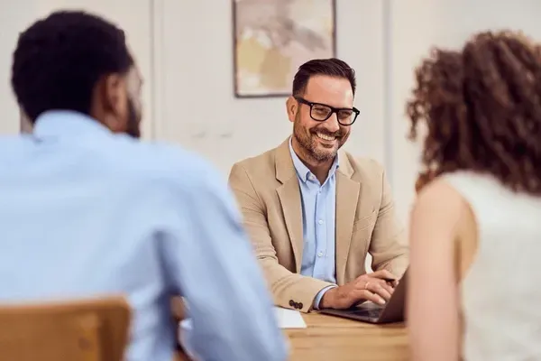 a rendering of a modern house with palm trees