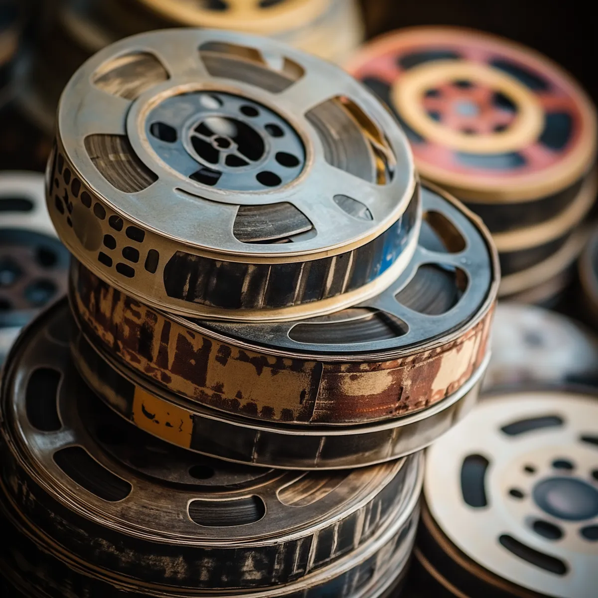 Old movie film canisters