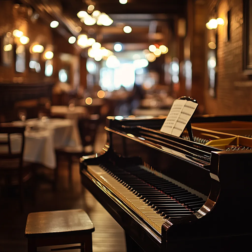 Baby Grand piano in a restaurant