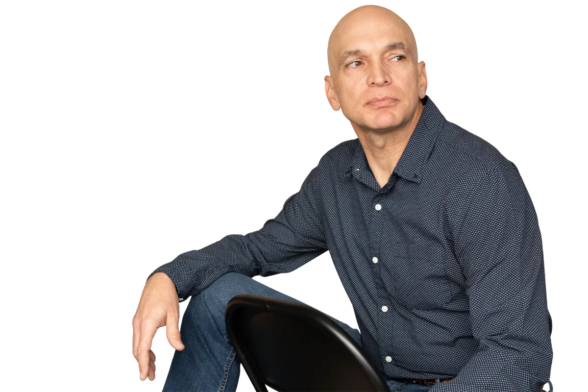 Paul Rising - Stark monochrome portrait of author