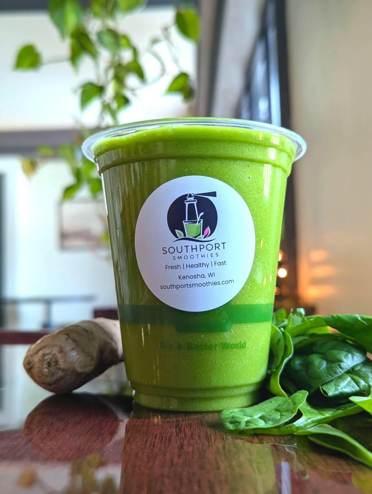 Smoothie made with real, fresh ingredients - mango, pinapple, strawberries, and oranges. dairy free gluten freen