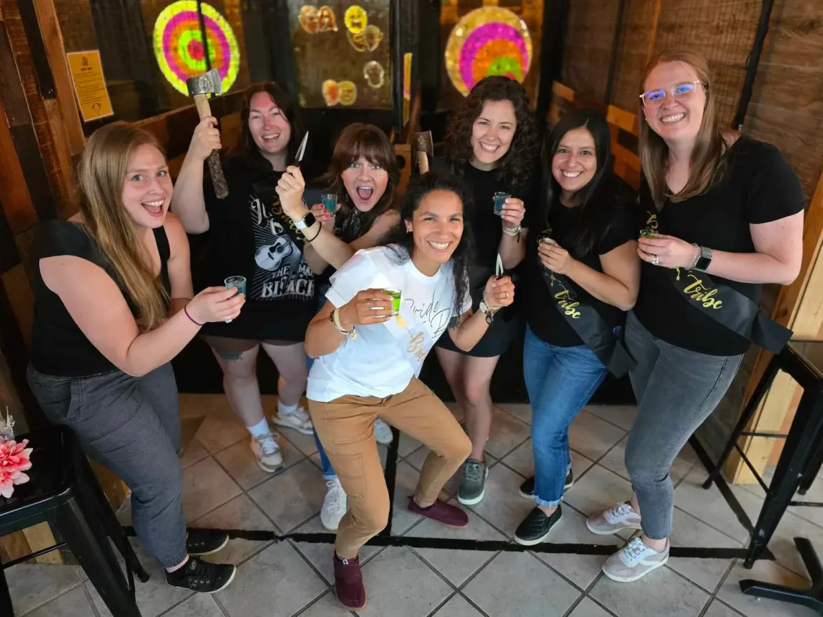 friends at a bachelorette party