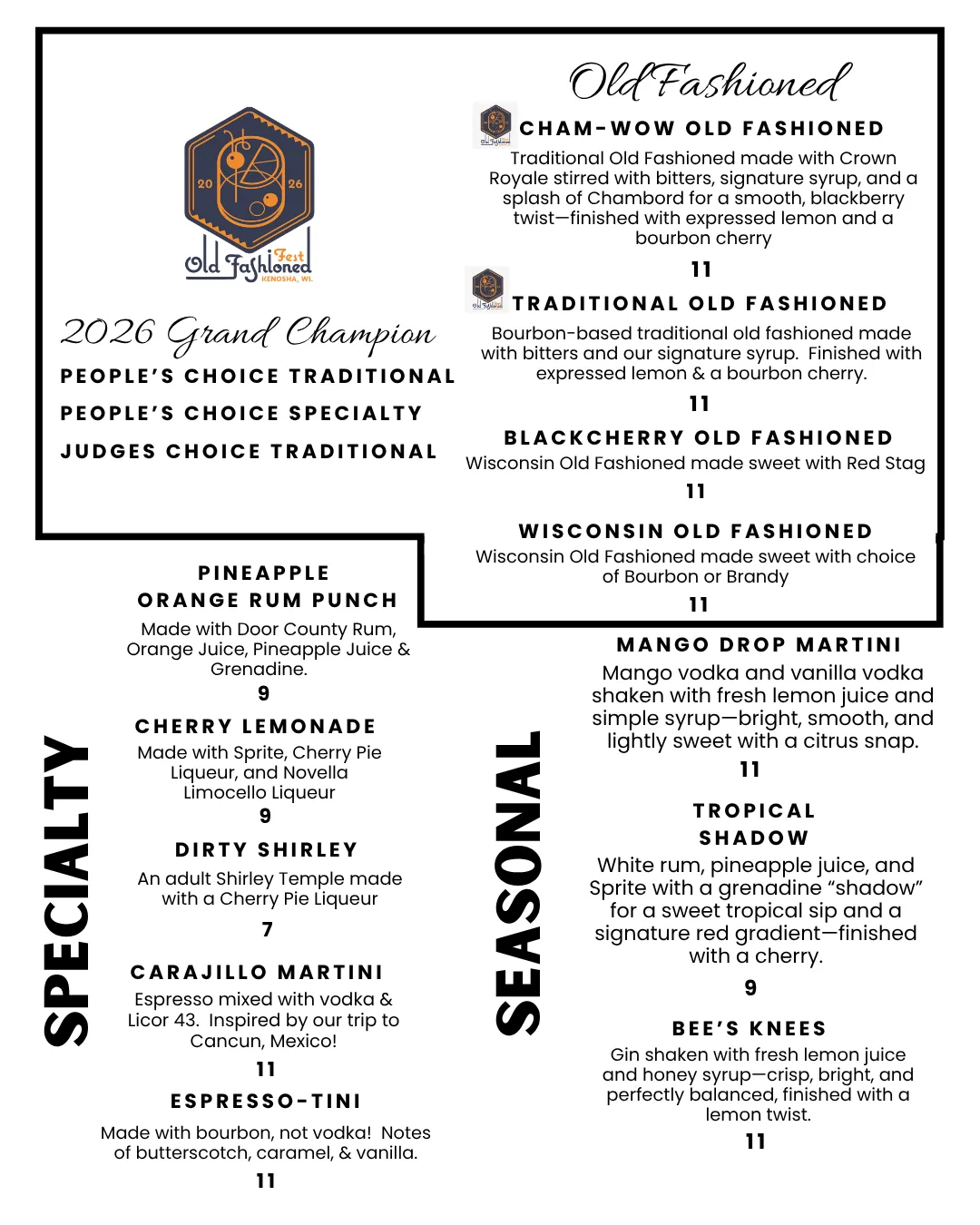 SEASONAL cocktails in kenosha