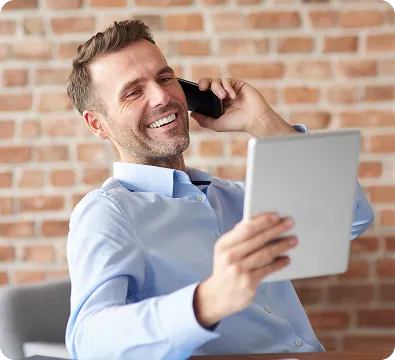 Man holding tab image