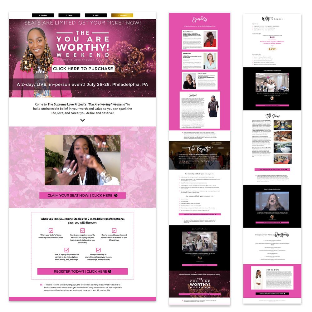 Live in-person event sales page