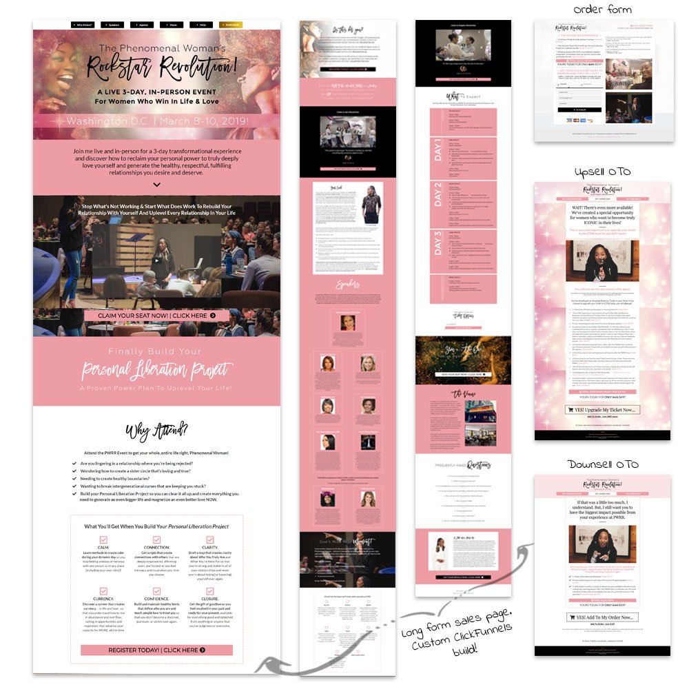 Long form sales page and funnel sequence custom built in Clickfunnels Classic