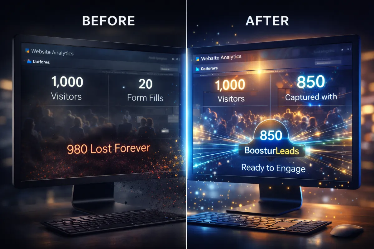 BoosterLeads captures visitor data automatically, turning lost traffic into qualified leads