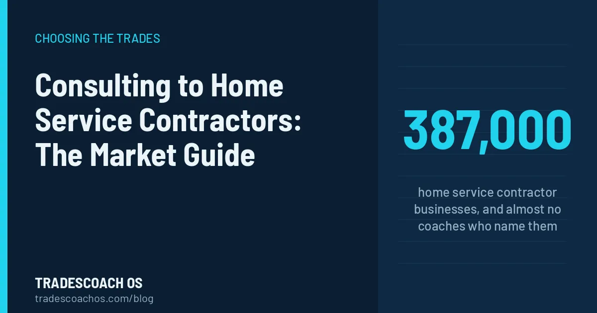 Consulting to home service contractors: 387,000 businesses and almost no coaches who name them