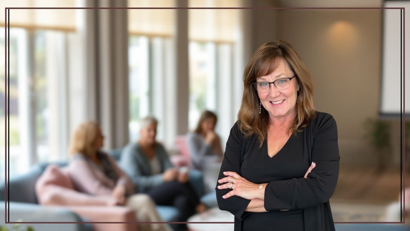 Tami Halliman standing in front of women during a writing retreat weekend