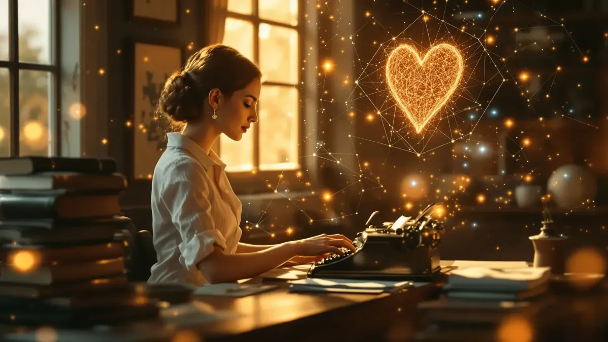 A Woman using Ai to help her write her story