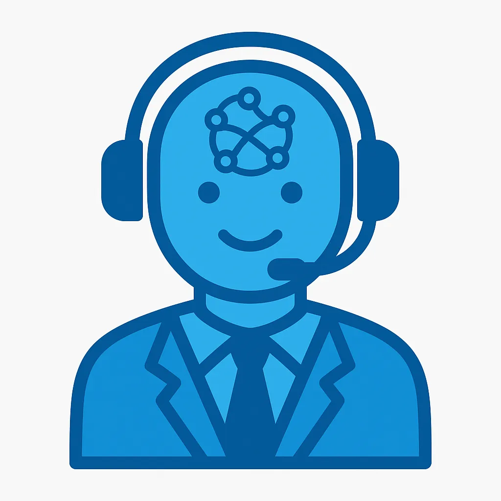 Decorative circular emblem for banner — single-color white headset icon on yellow disk