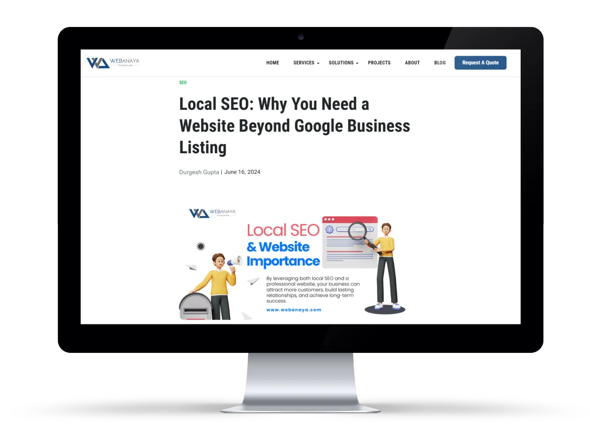Webanaya blog post on website importance for local SEO beyond Google Business Listing