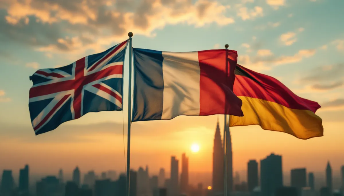 European flags representing British French and German expats considering MM2H Malaysia