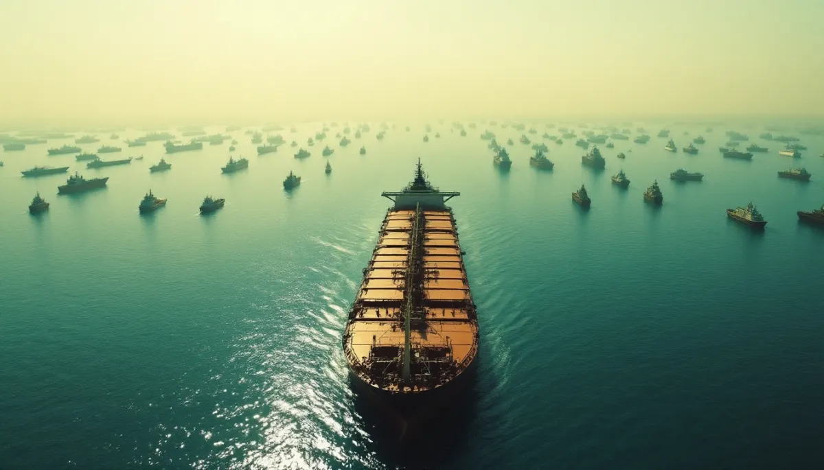 Oil tanker under grey skies representing prolonged crude supply disruption