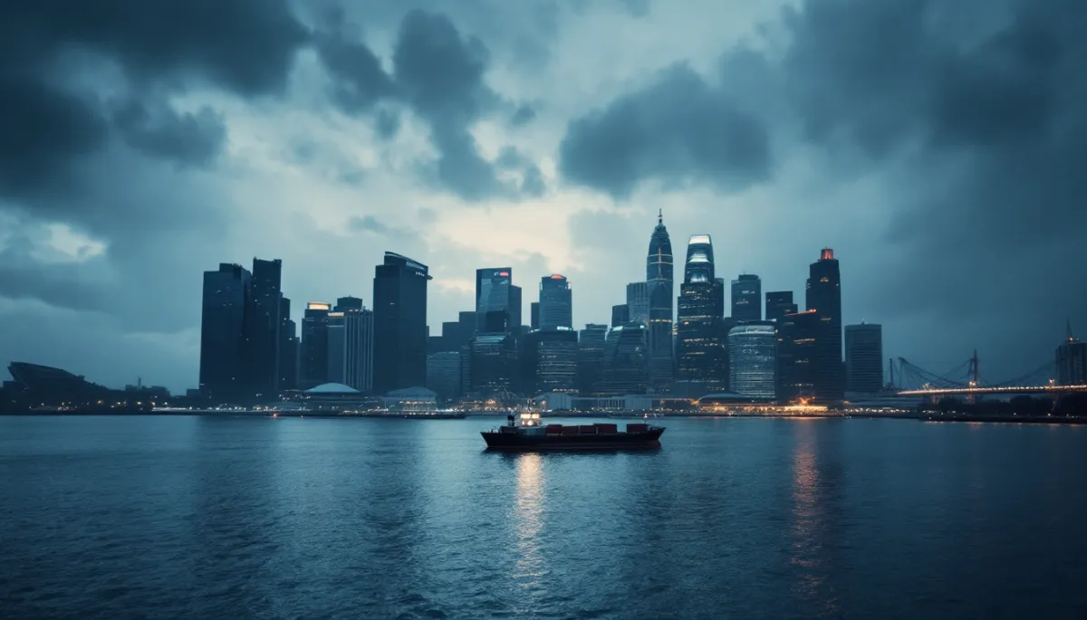 Singapore skyline at dusk reflecting economic uncertainty and GDP contraction in 2026