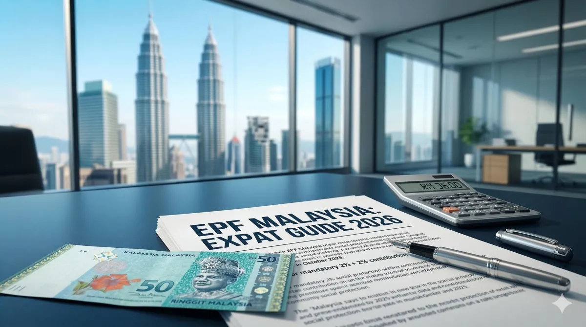 Malaysian ringgit notes and calculator representing EPF contributions and retirement savings calculations