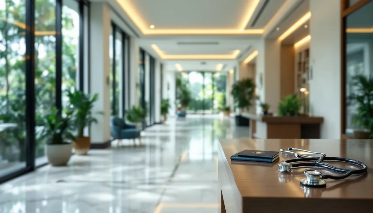 Private hospital reception in Southeast Asia representing MM2H healthcare insurance requirements