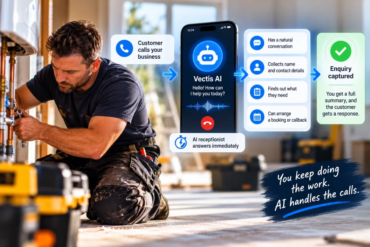 Voicemail vs telephone answering service vs AI receptionist for trades businesses