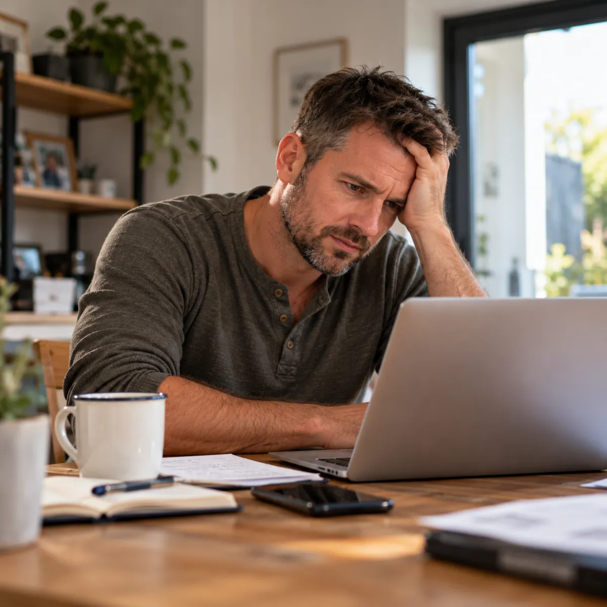 Tradesperson frustrated by setting up technology instead of using a managed AI receptionist service