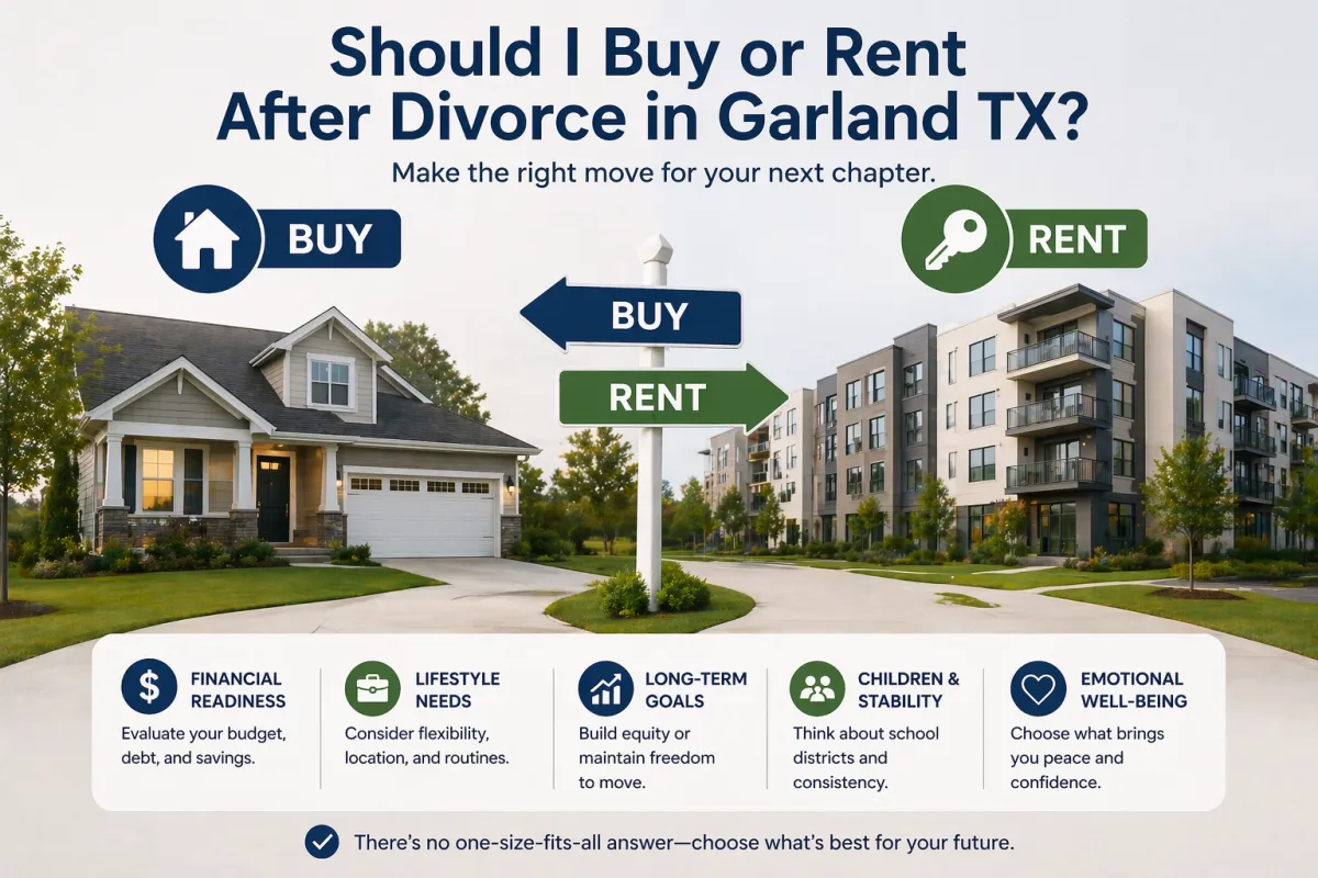 Should I Buy or Rent After Divorce in Garland TX?