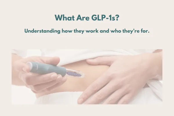 Woman administering a GLP-1 medication injection into her abdomen as part of a medically supervised weight and metabolic health treatment.