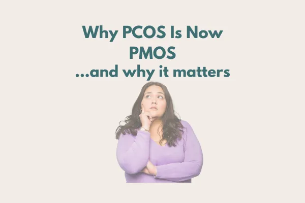 Young woman with PCOS/PMOS looking thoughtful while learning about hormone health, insulin resistance, weight gain, and metabolic wellness.