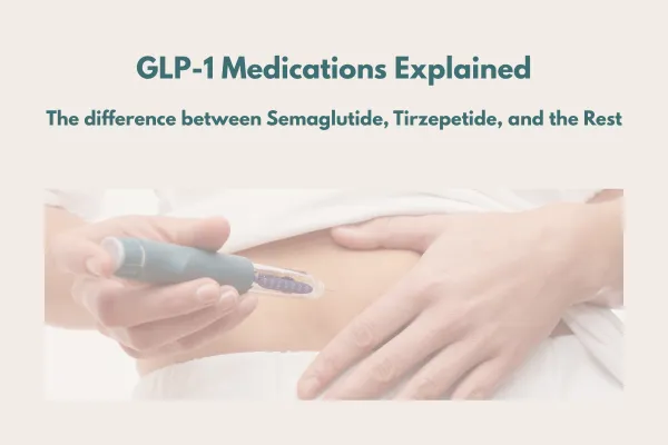 A woman injecting herself with tirzepetide, semaglutide, or other GLP-1s