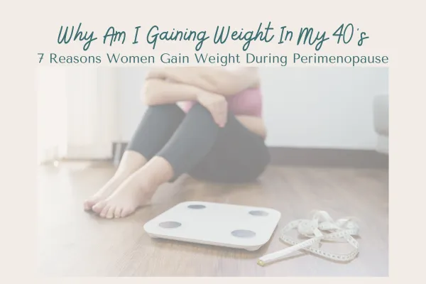 A woman in her 40's confused about her weight gain.