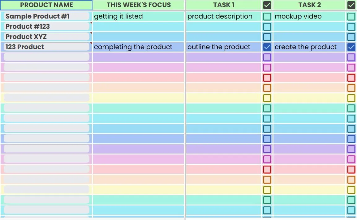 AI Launch Magic Spreadsheet Screenshot showing the 30 day launch plan