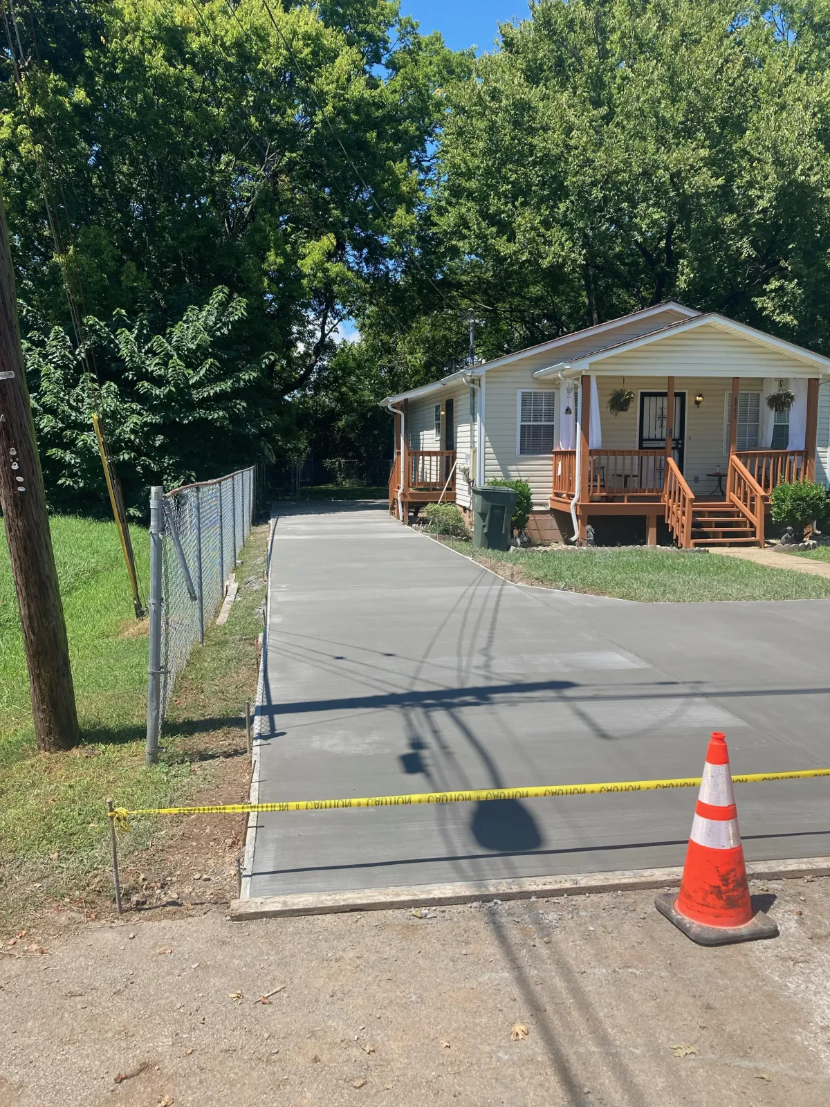 concrete walkway installation in progress