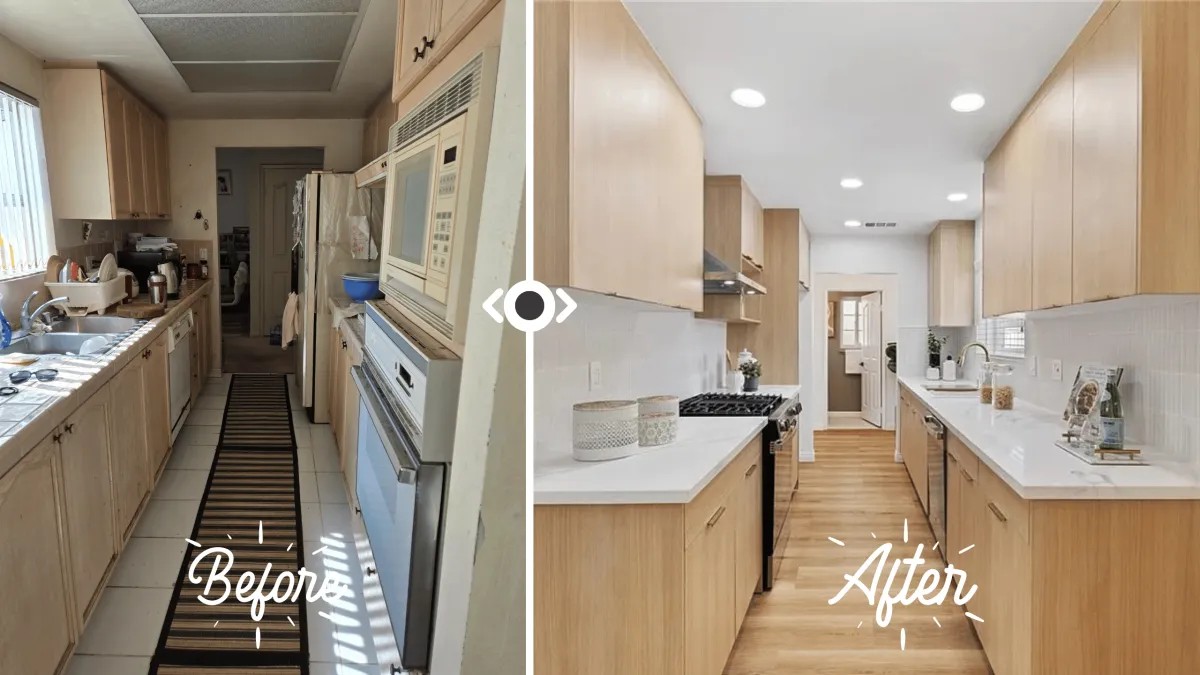 Kitchen before and after
